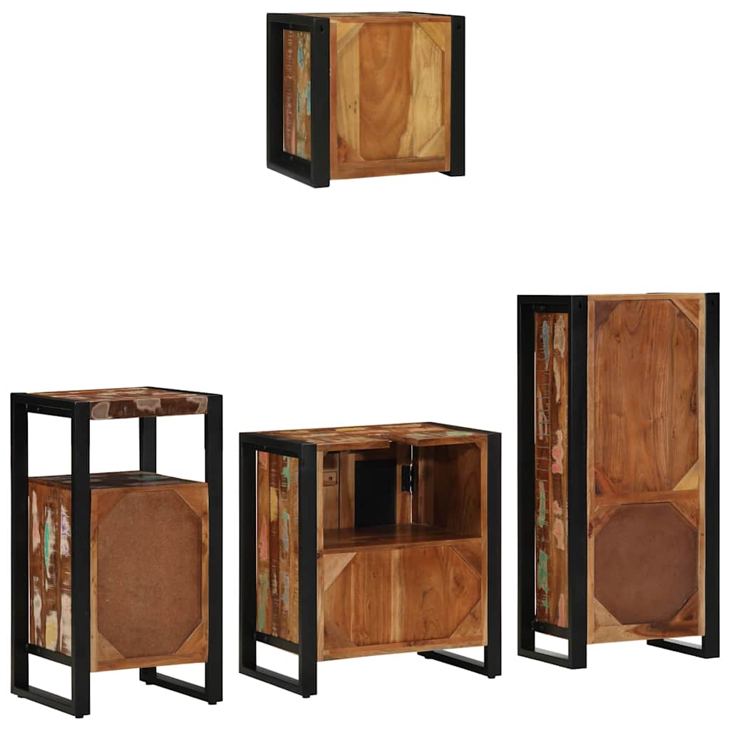 Badkamermeubelset met lade 4 pcs Massief Gerecycled Hout is nu te koop bij PeponiXL, paradijselijk wonen!