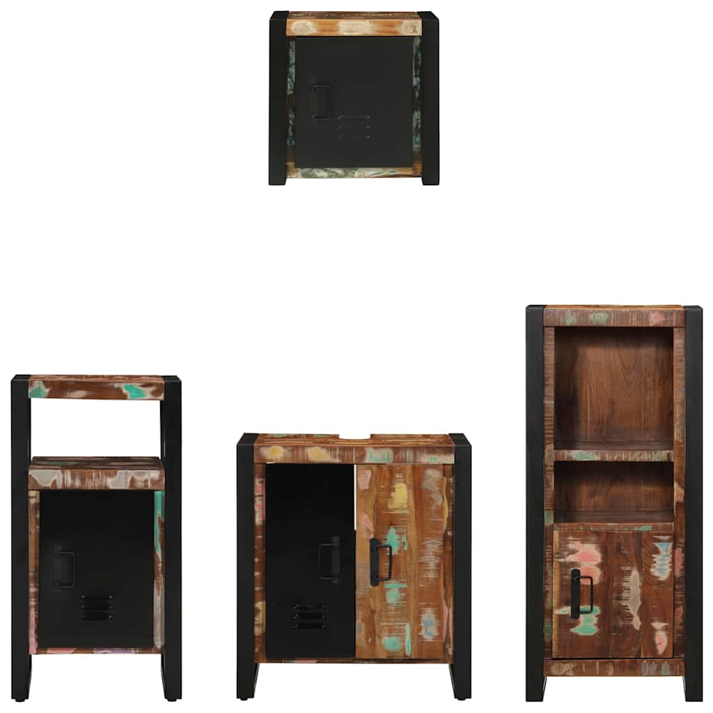 Badkamermeubelset met lade 4 pcs Massief Gerecycled Hout is nu te koop bij PeponiXL, paradijselijk wonen!