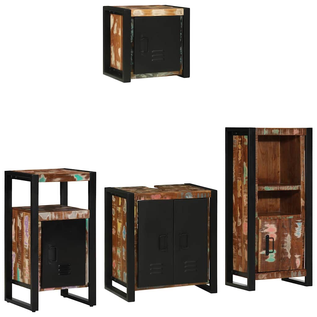 Badkamermeubelset met lade 4 pcs Massief Gerecycled Hout is nu te koop bij PeponiXL, paradijselijk wonen!