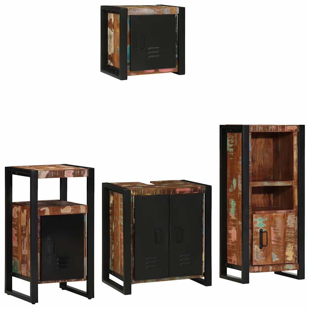 Badkamermeubelset met lade 4 pcs Massief Gerecycled Hout is nu te koop bij PeponiXL, paradijselijk wonen!