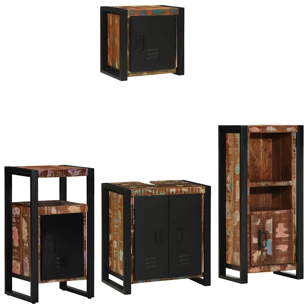 Badkamermeubelset met lade 4 pcs Massief Gerecycled Hout is nu te koop bij PeponiXL, paradijselijk wonen!