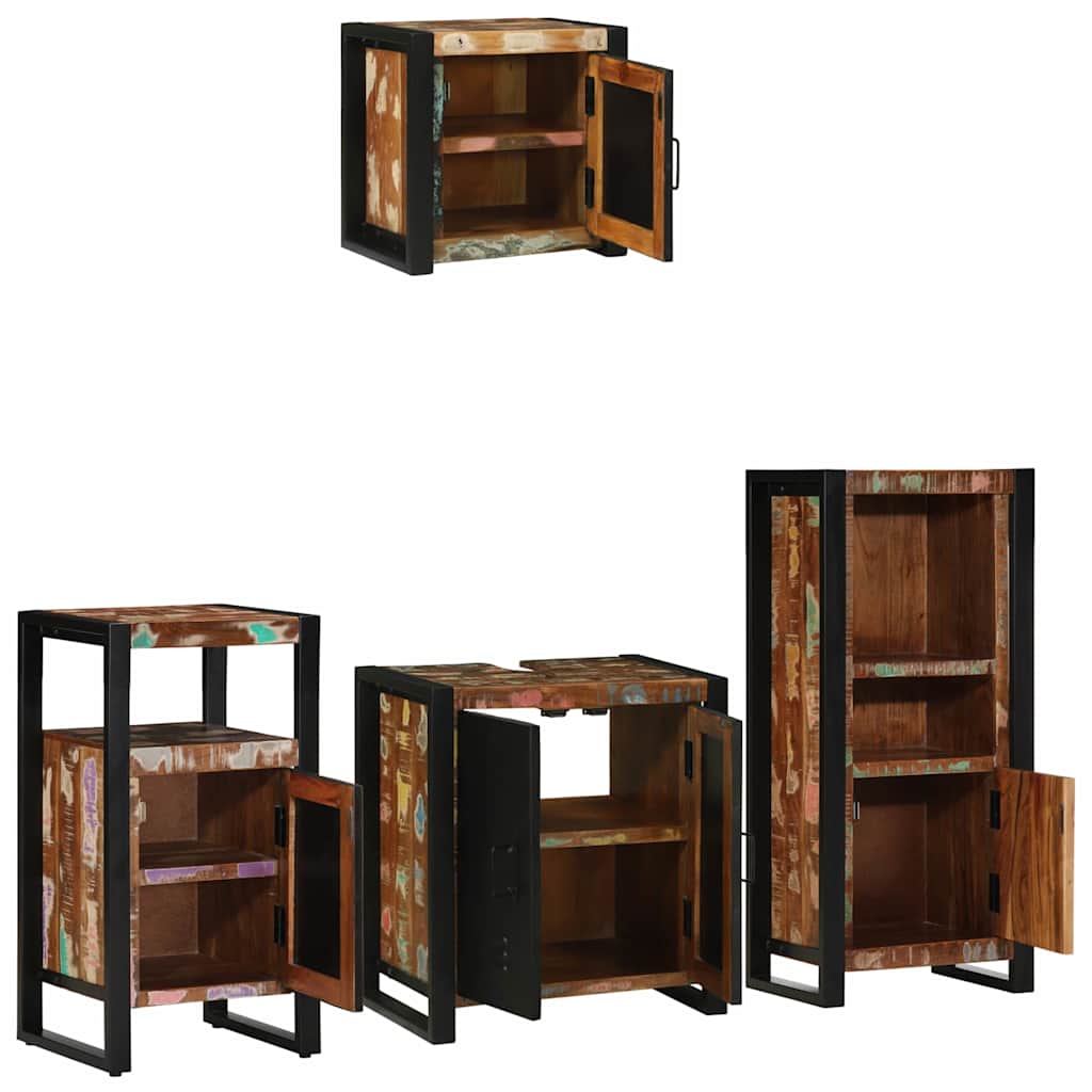 Badkamermeubelset met lade 4 pcs Massief Gerecycled Hout is nu te koop bij PeponiXL, paradijselijk wonen!