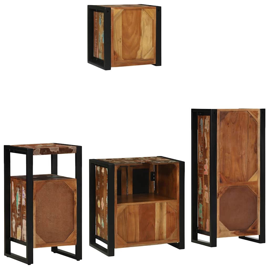 Badkamermeubelset met lade 4 pcs Massief Gerecycled Hout is nu te koop bij PeponiXL, paradijselijk wonen!