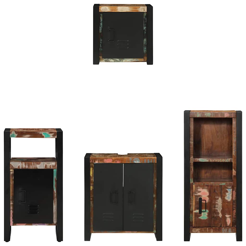 Badkamermeubelset met lade 4 pcs Massief Gerecycled Hout is nu te koop bij PeponiXL, paradijselijk wonen!