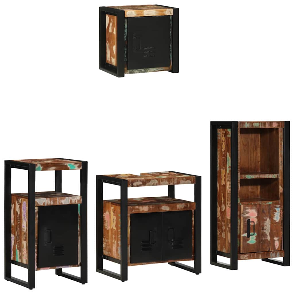 Badkamermeubelset met lade 4 pcs Massief Gerecycled Hout is nu te koop bij PeponiXL, paradijselijk wonen!