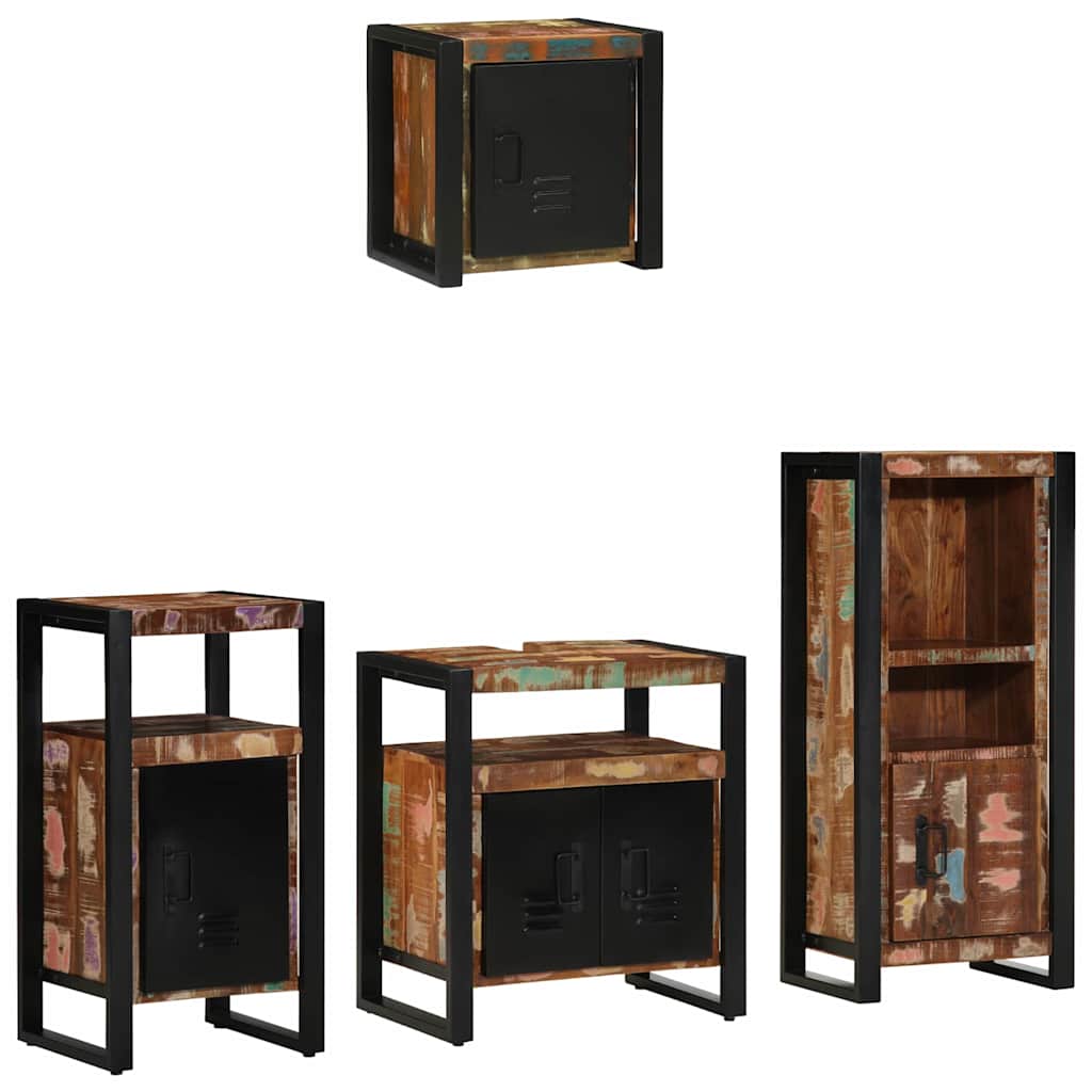 Badkamermeubelset met lade 4 pcs Massief Gerecycled Hout is nu te koop bij PeponiXL, paradijselijk wonen!