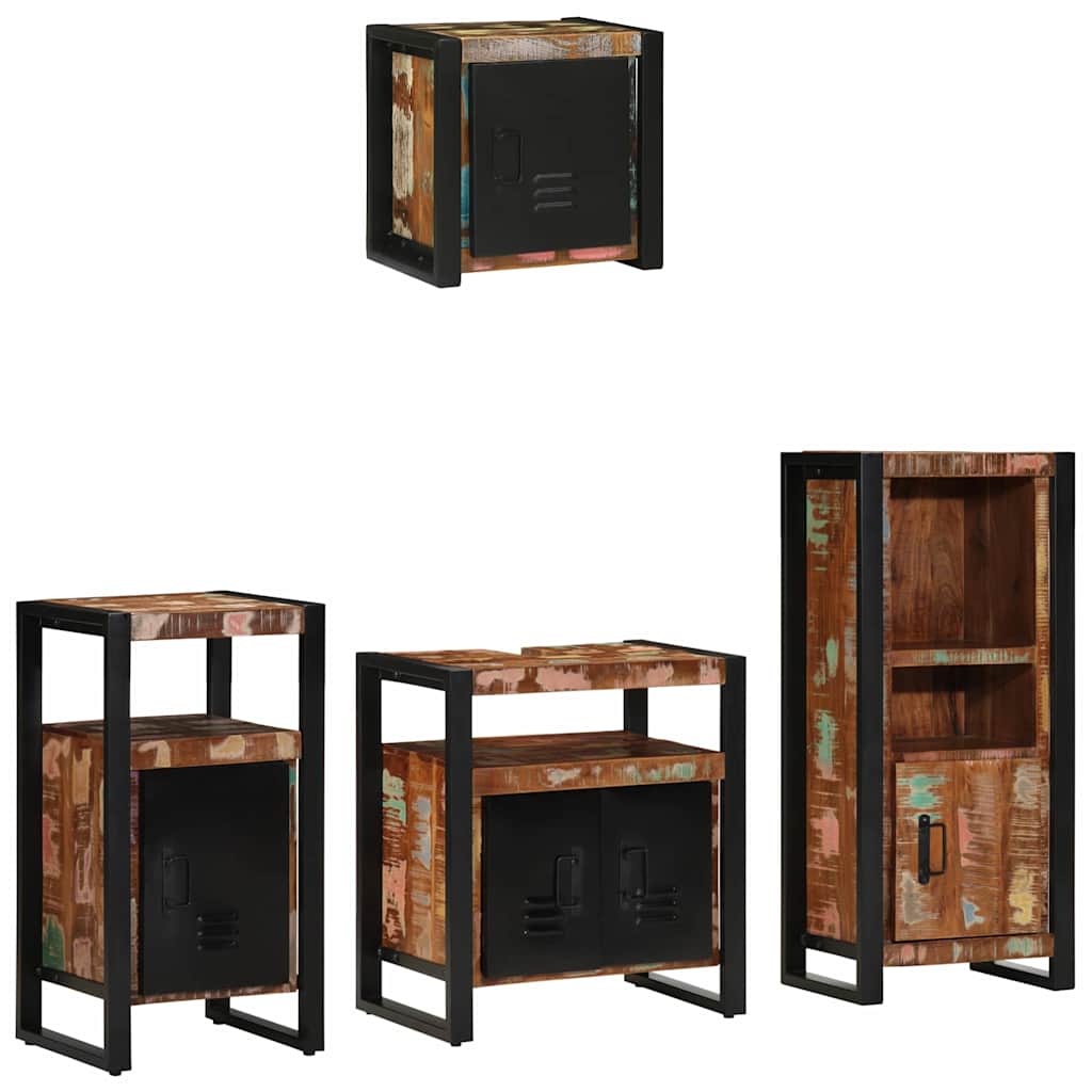 Badkamermeubelset met lade 4 pcs Massief Gerecycled Hout is nu te koop bij PeponiXL, paradijselijk wonen!