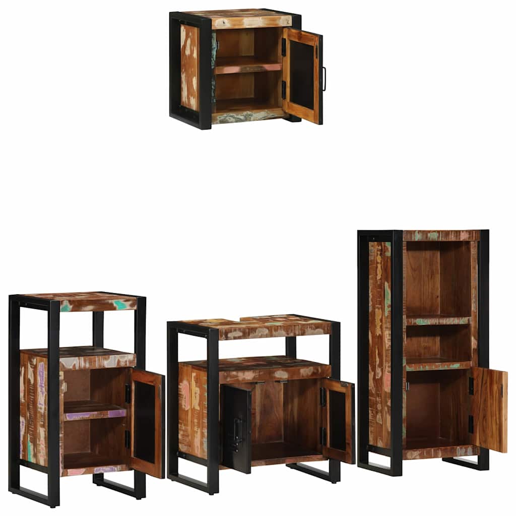 Badkamermeubelset met lade 4 pcs Massief Gerecycled Hout is nu te koop bij PeponiXL, paradijselijk wonen!