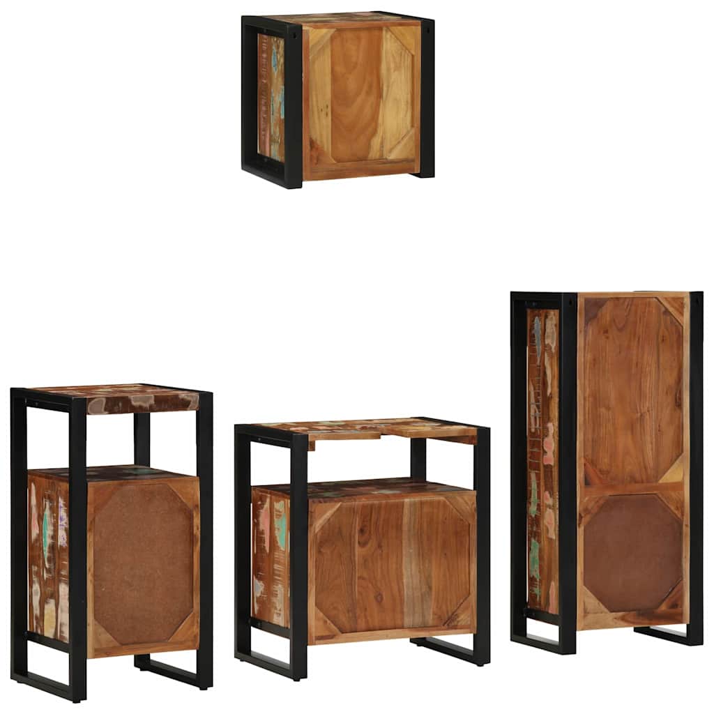 Badkamermeubelset met lade 4 pcs Massief Gerecycled Hout is nu te koop bij PeponiXL, paradijselijk wonen!