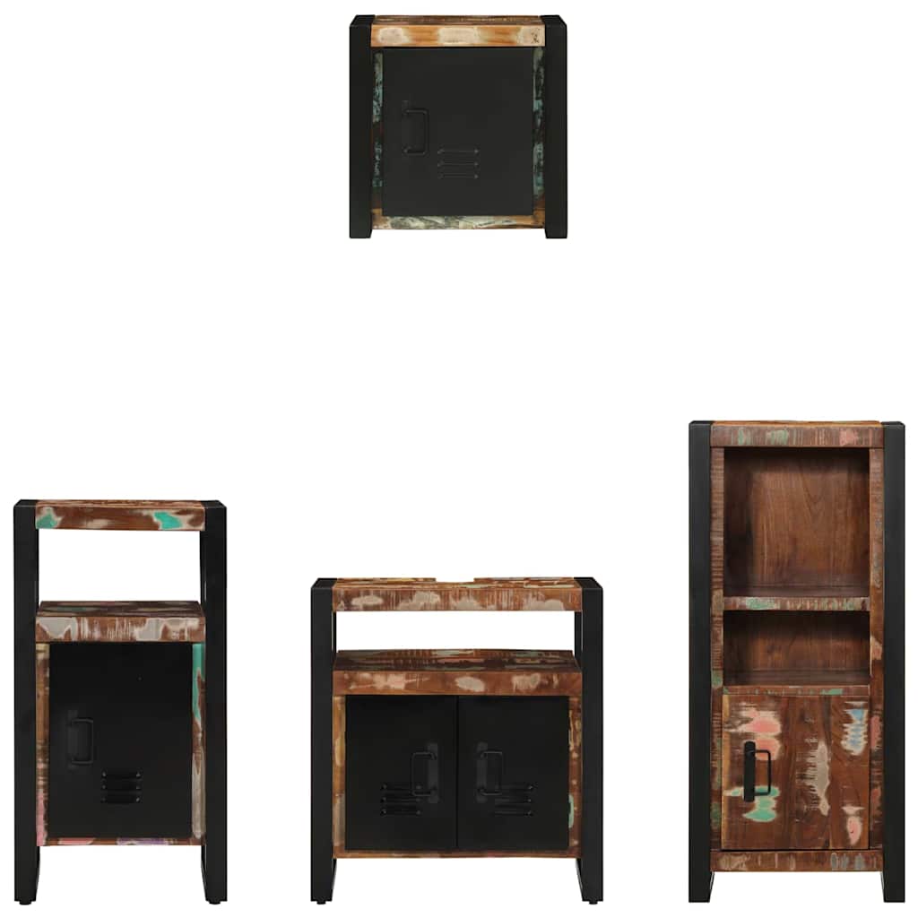 Badkamermeubelset met lade 4 pcs Massief Gerecycled Hout is nu te koop bij PeponiXL, paradijselijk wonen!