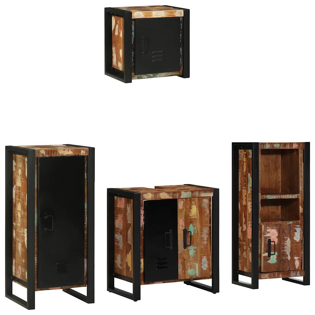 Badkamermeubelset met lade 4 pcs Massief Gerecycled Hout is nu te koop bij PeponiXL, paradijselijk wonen!
