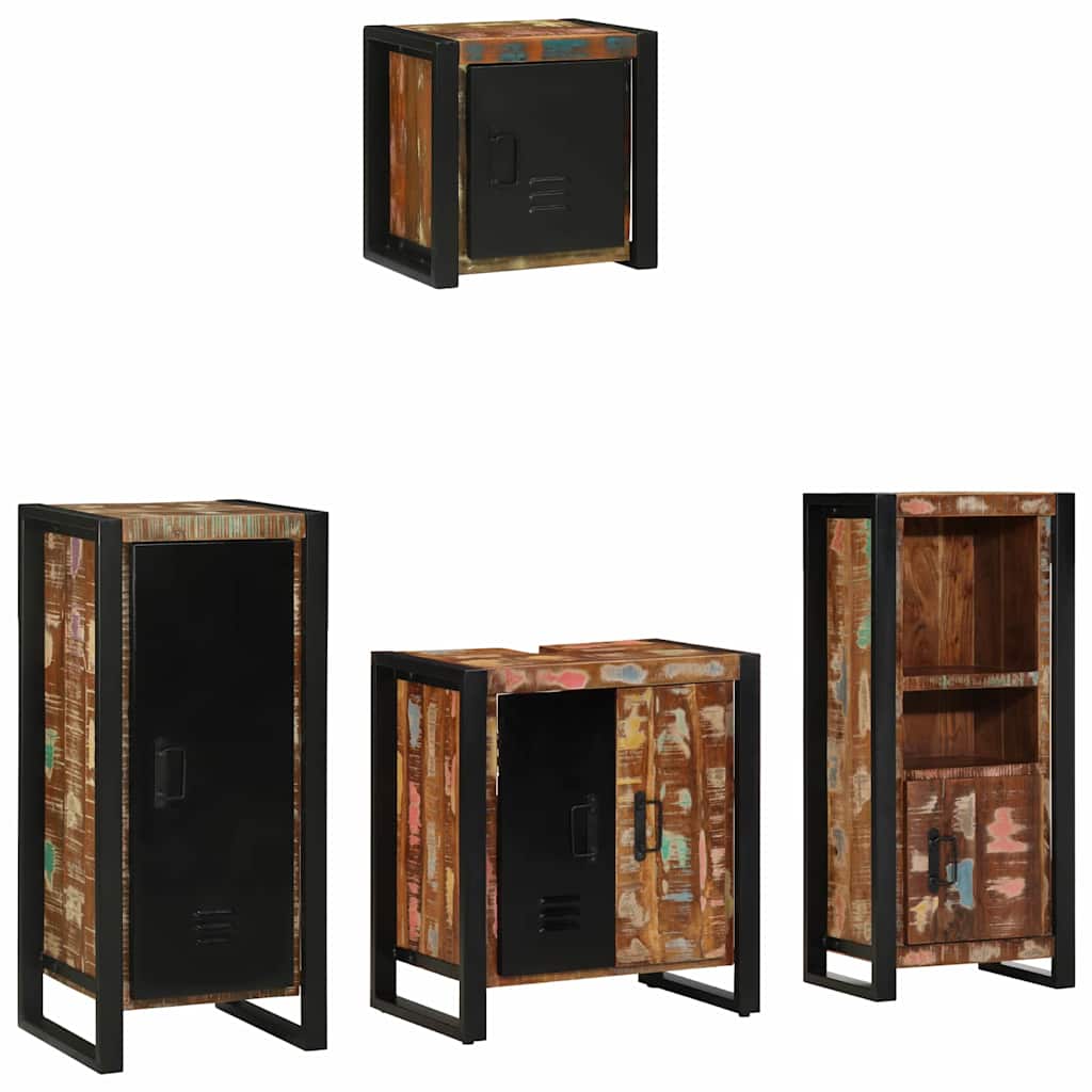 Badkamermeubelset met lade 4 pcs Massief Gerecycled Hout is nu te koop bij PeponiXL, paradijselijk wonen!