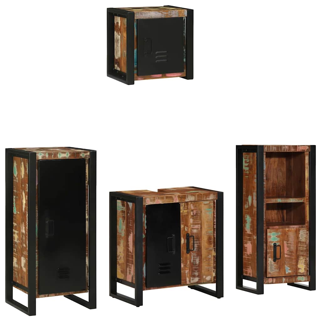 Badkamermeubelset met lade 4 pcs Massief Gerecycled Hout is nu te koop bij PeponiXL, paradijselijk wonen!