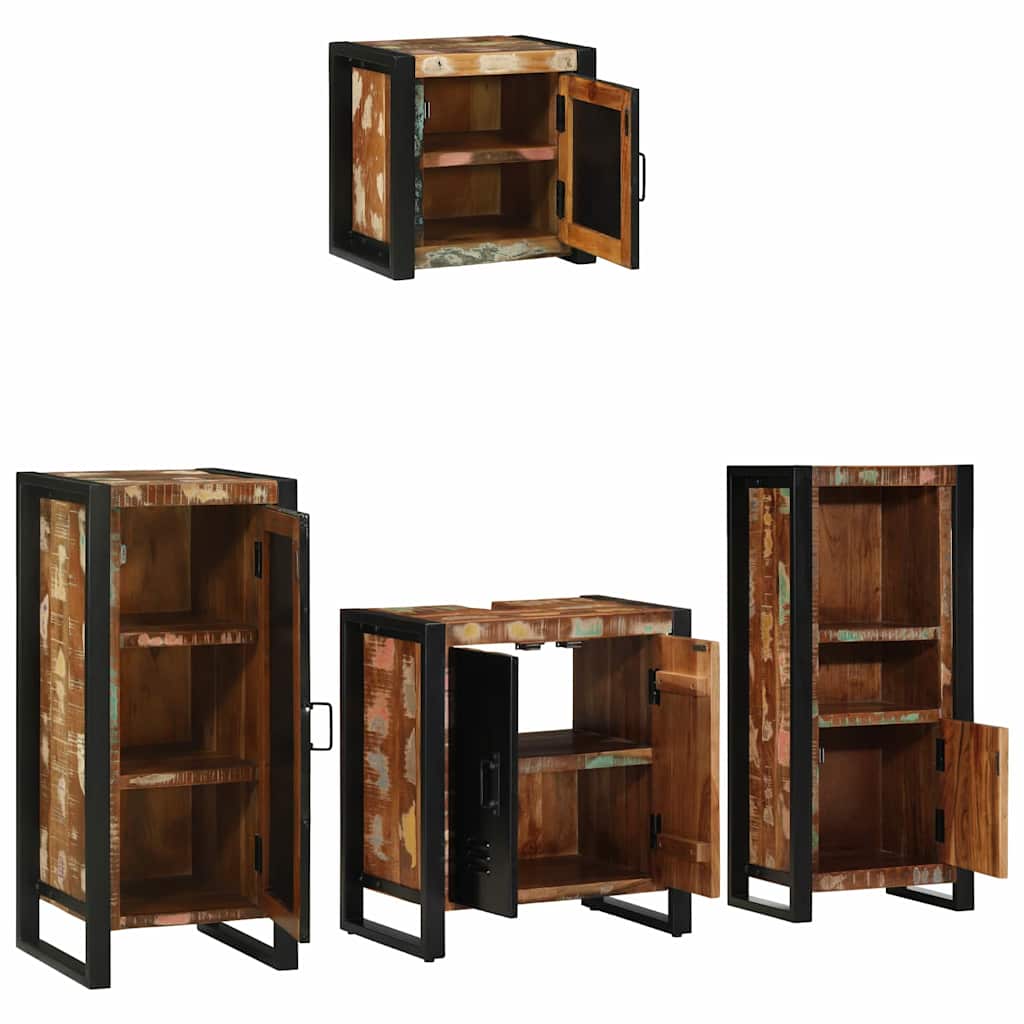 Badkamermeubelset met lade 4 pcs Massief Gerecycled Hout is nu te koop bij PeponiXL, paradijselijk wonen!