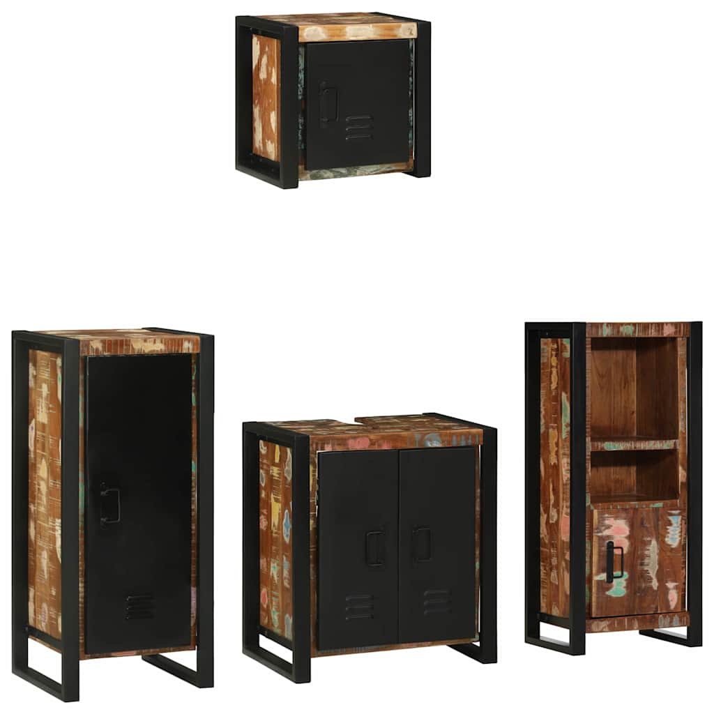 Badkamermeubelset met lade 4 pcs Massief Gerecycled Hout is nu te koop bij PeponiXL, paradijselijk wonen!
