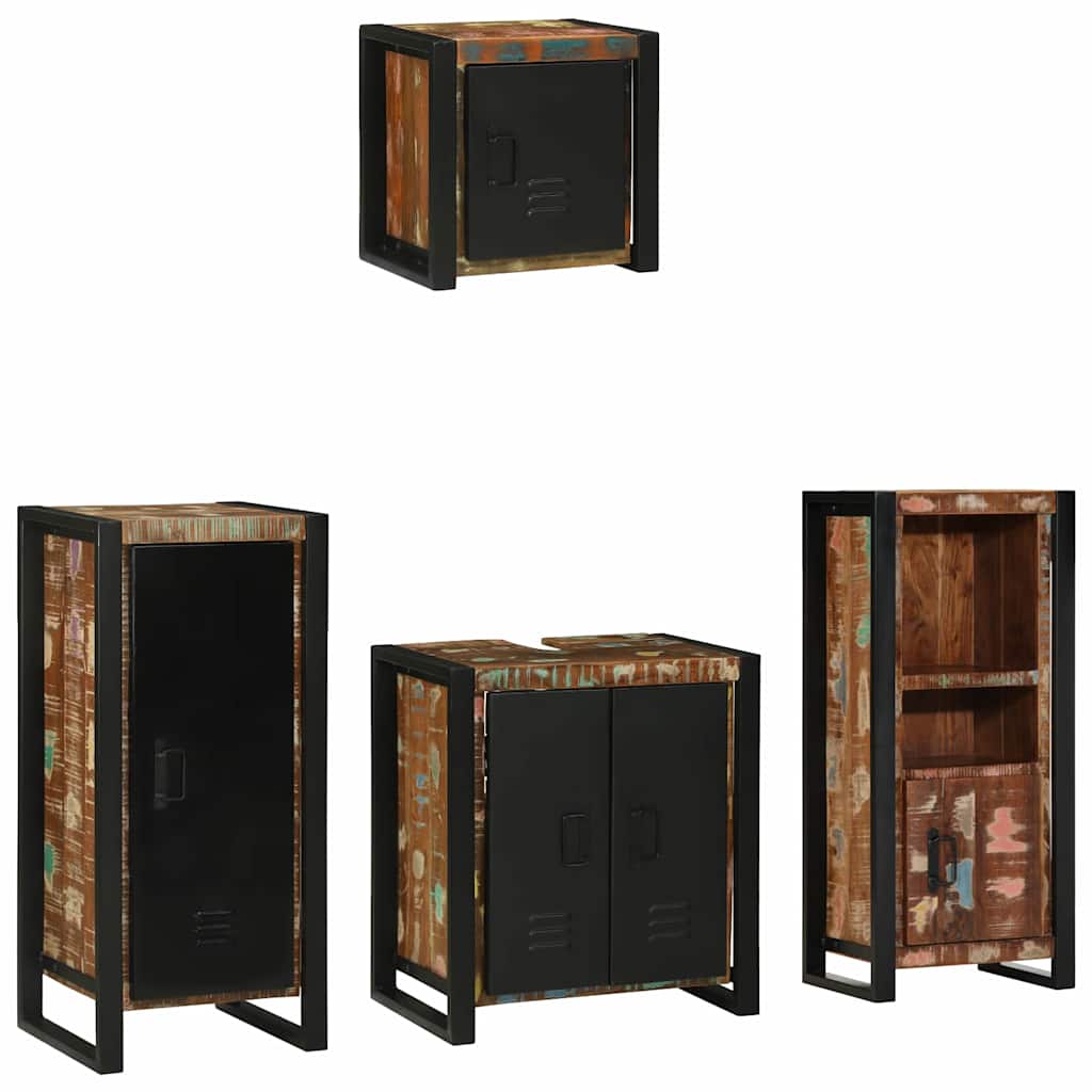 Badkamermeubelset met lade 4 pcs Massief Gerecycled Hout is nu te koop bij PeponiXL, paradijselijk wonen!