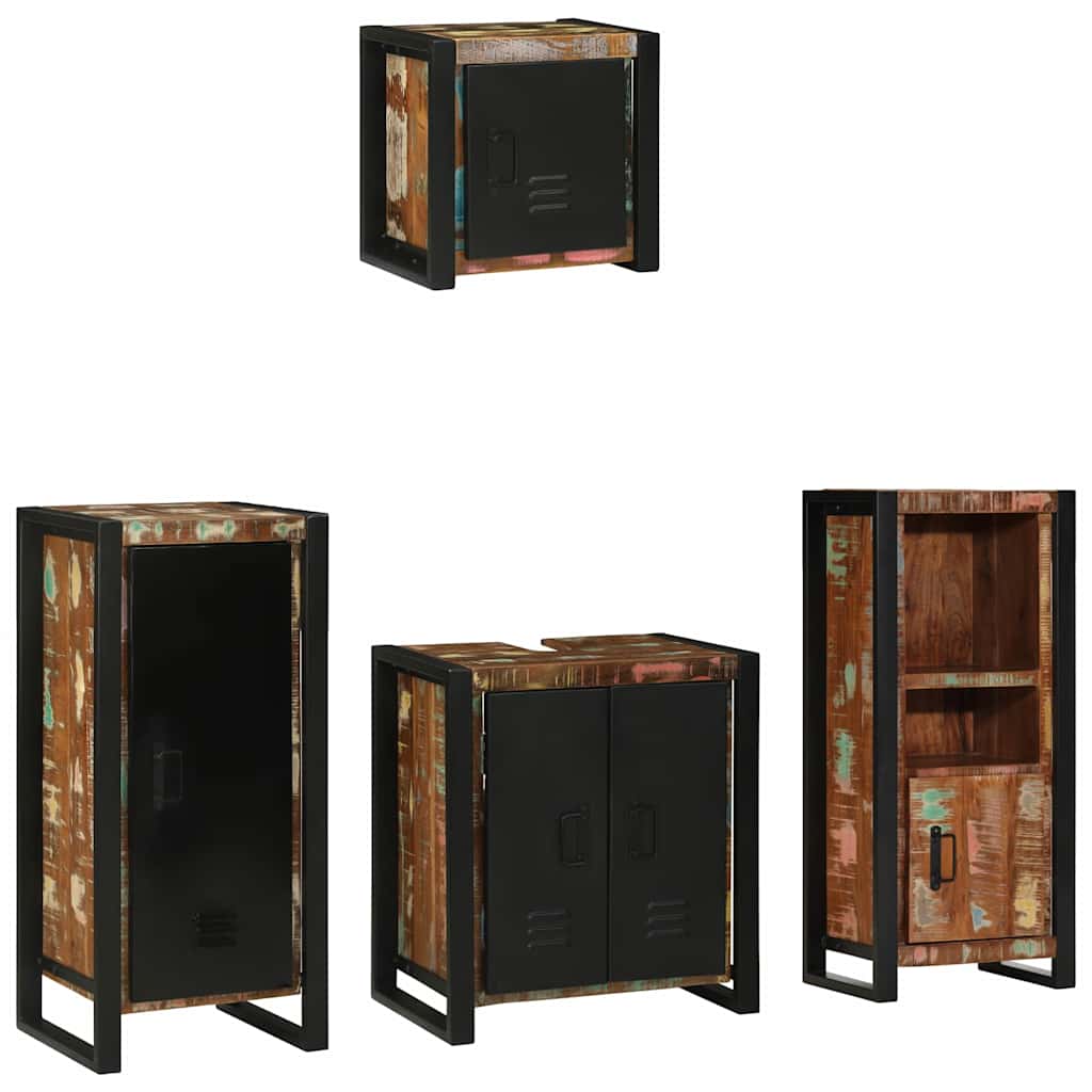Badkamermeubelset met lade 4 pcs Massief Gerecycled Hout is nu te koop bij PeponiXL, paradijselijk wonen!