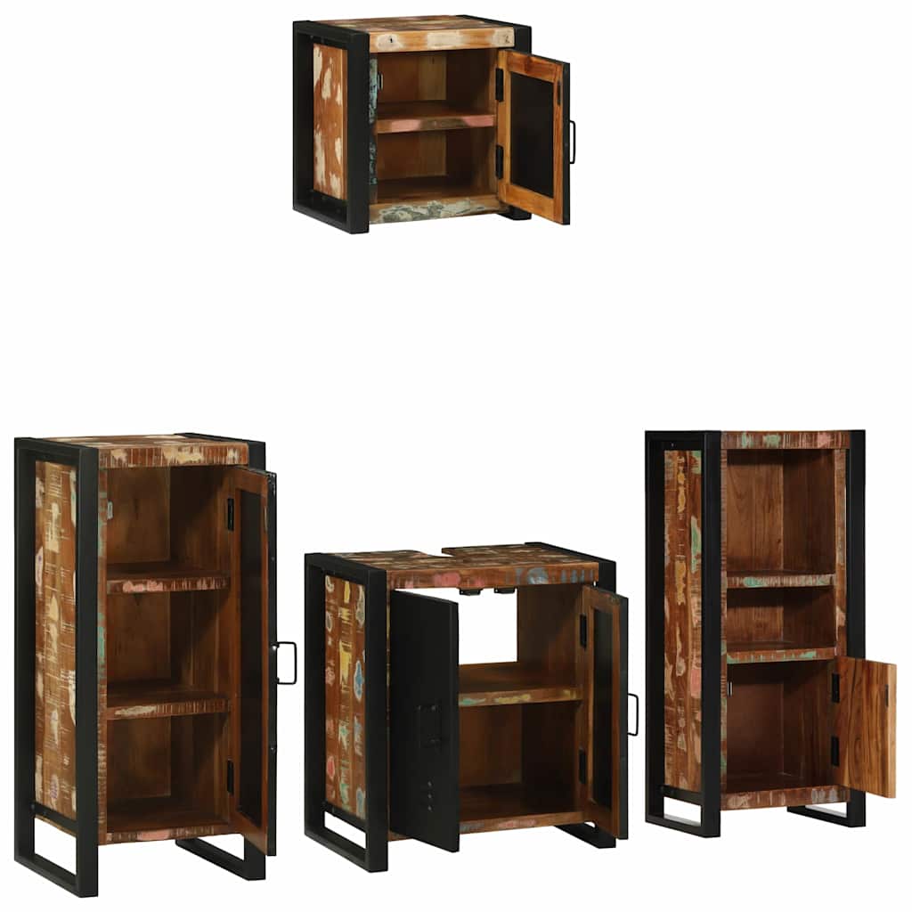 Badkamermeubelset met lade 4 pcs Massief Gerecycled Hout is nu te koop bij PeponiXL, paradijselijk wonen!