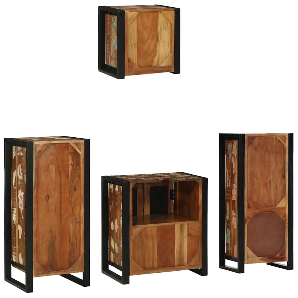 Badkamermeubelset met lade 4 pcs Massief Gerecycled Hout is nu te koop bij PeponiXL, paradijselijk wonen!