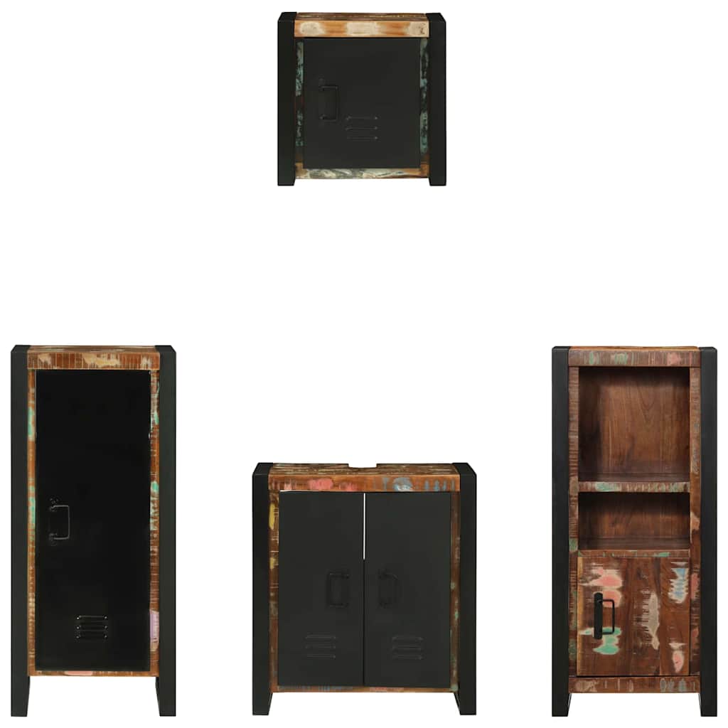 Badkamermeubelset met lade 4 pcs Massief Gerecycled Hout is nu te koop bij PeponiXL, paradijselijk wonen!