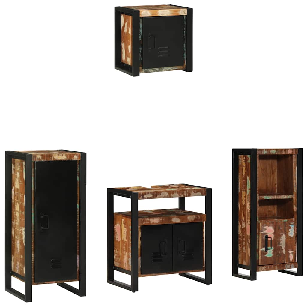Badkamermeubelset met lade 4 pcs Massief Gerecycled Hout is nu te koop bij PeponiXL, paradijselijk wonen!