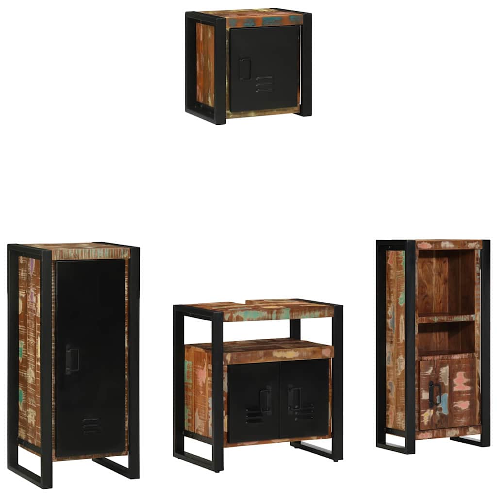 Badkamermeubelset met lade 4 pcs Massief Gerecycled Hout is nu te koop bij PeponiXL, paradijselijk wonen!