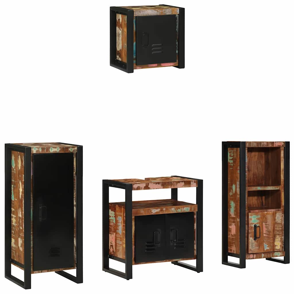 Badkamermeubelset met lade 4 pcs Massief Gerecycled Hout is nu te koop bij PeponiXL, paradijselijk wonen!