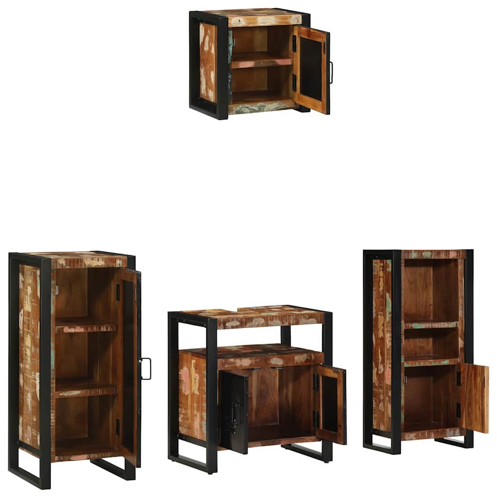 Badkamermeubelset met lade 4 pcs Massief Gerecycled Hout is nu te koop bij PeponiXL, paradijselijk wonen!