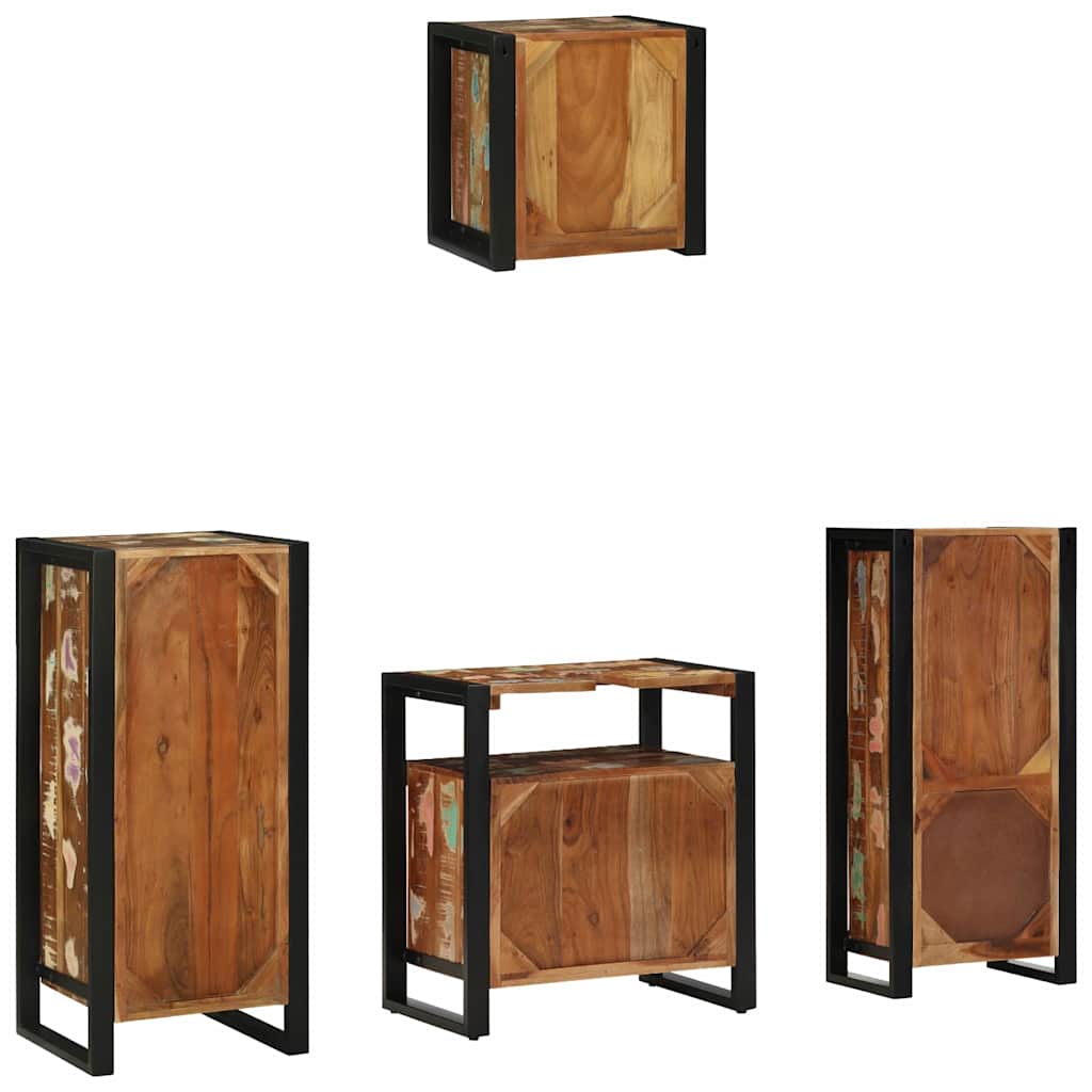 Badkamermeubelset met lade 4 pcs Massief Gerecycled Hout is nu te koop bij PeponiXL, paradijselijk wonen!