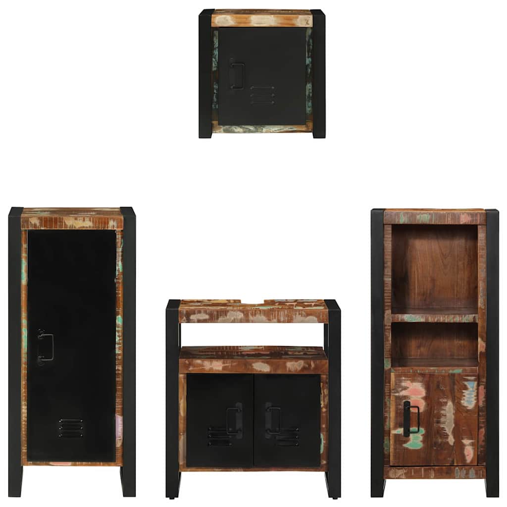 Badkamermeubelset met lade 4 pcs Massief Gerecycled Hout is nu te koop bij PeponiXL, paradijselijk wonen!