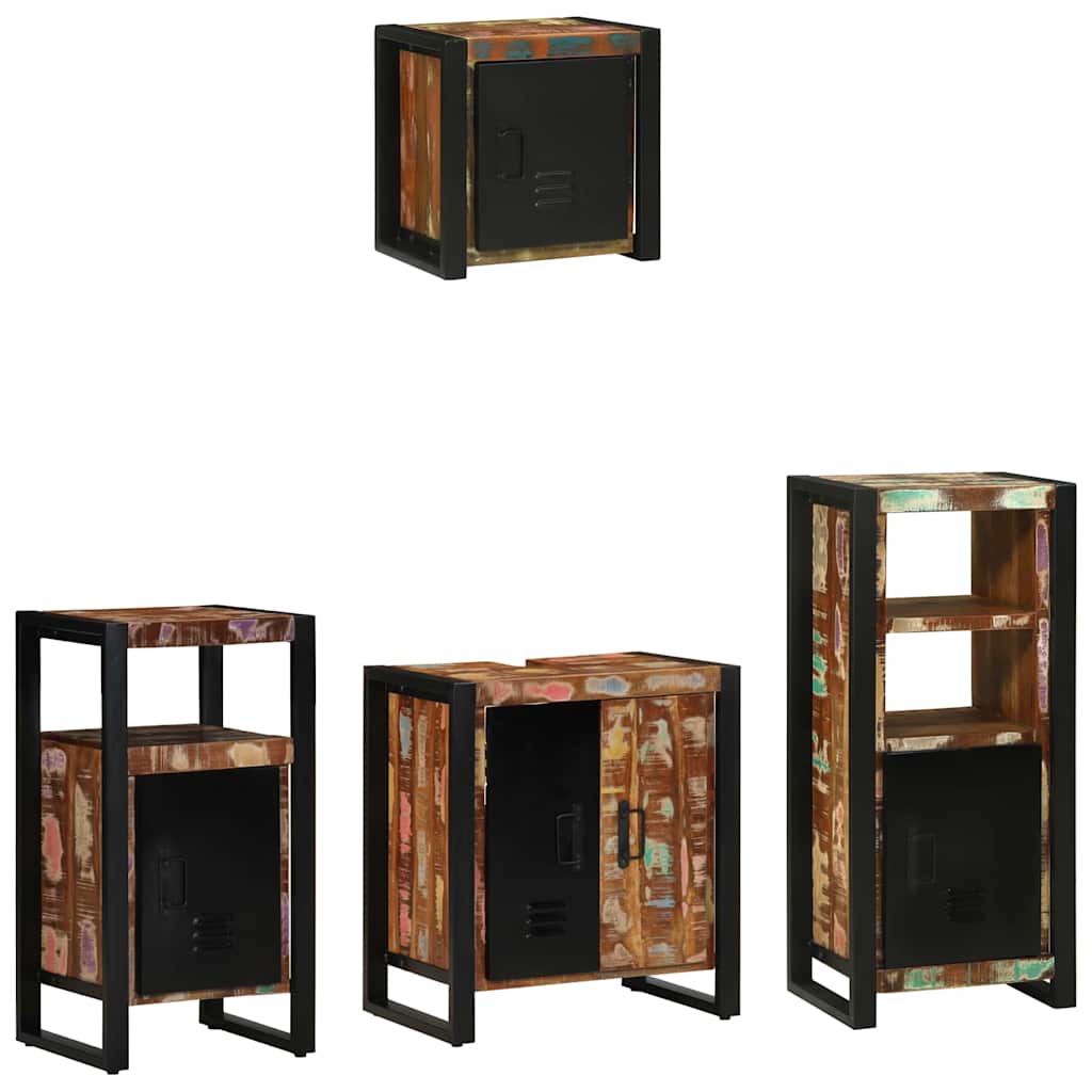 Badkamermeubelset met lade 4 pcs Massief Gerecycled Hout is nu te koop bij PeponiXL, paradijselijk wonen!