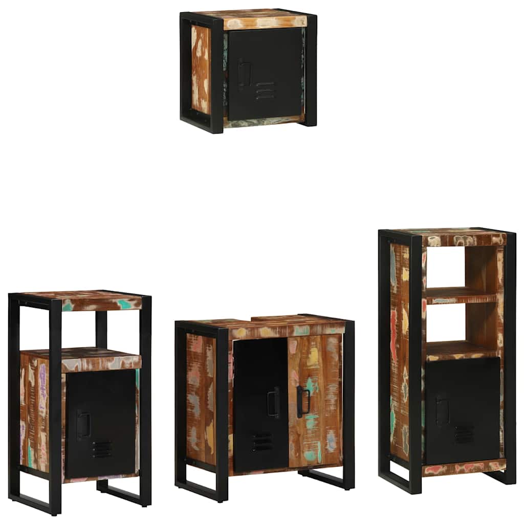 Badkamermeubelset met lade 4 pcs Massief Gerecycled Hout is nu te koop bij PeponiXL, paradijselijk wonen!