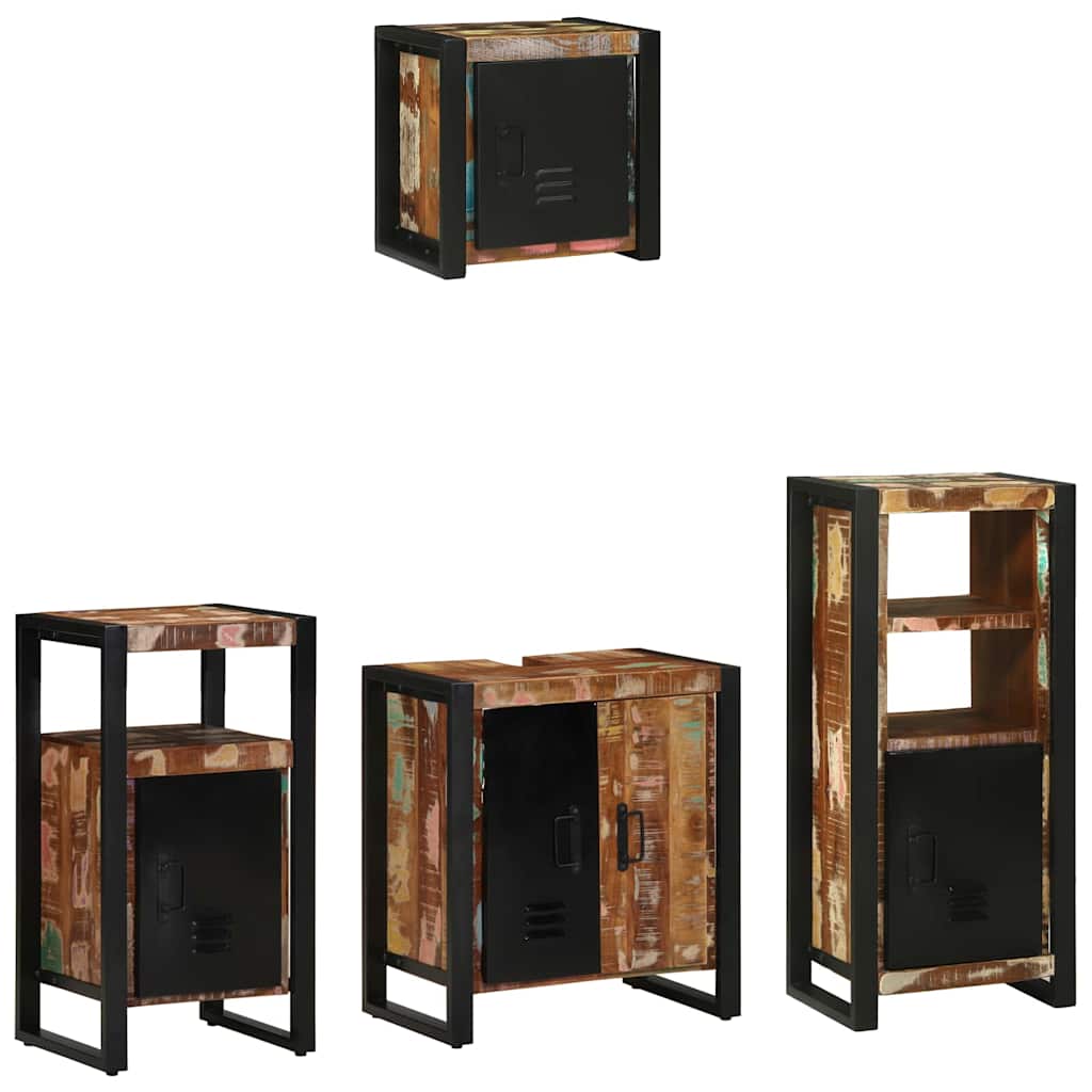 Badkamermeubelset met lade 4 pcs Massief Gerecycled Hout is nu te koop bij PeponiXL, paradijselijk wonen!