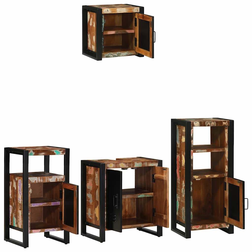 Badkamermeubelset met lade 4 pcs Massief Gerecycled Hout is nu te koop bij PeponiXL, paradijselijk wonen!