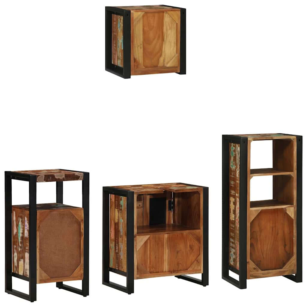 Badkamermeubelset met lade 4 pcs Massief Gerecycled Hout is nu te koop bij PeponiXL, paradijselijk wonen!
