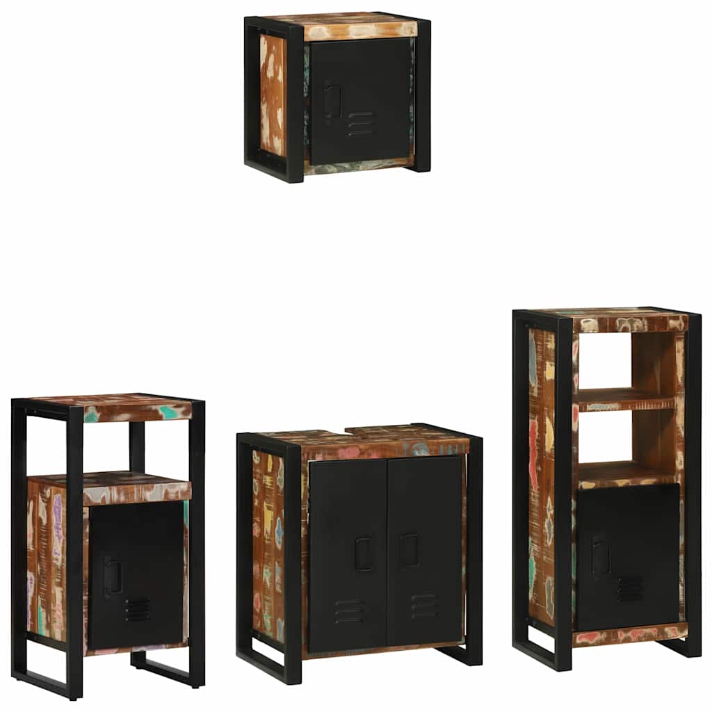 Badkamermeubelset met lade 4 pcs Massief Gerecycled Hout is nu te koop bij PeponiXL, paradijselijk wonen!