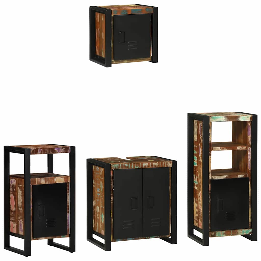 Badkamermeubelset met lade 4 pcs Massief Gerecycled Hout is nu te koop bij PeponiXL, paradijselijk wonen!