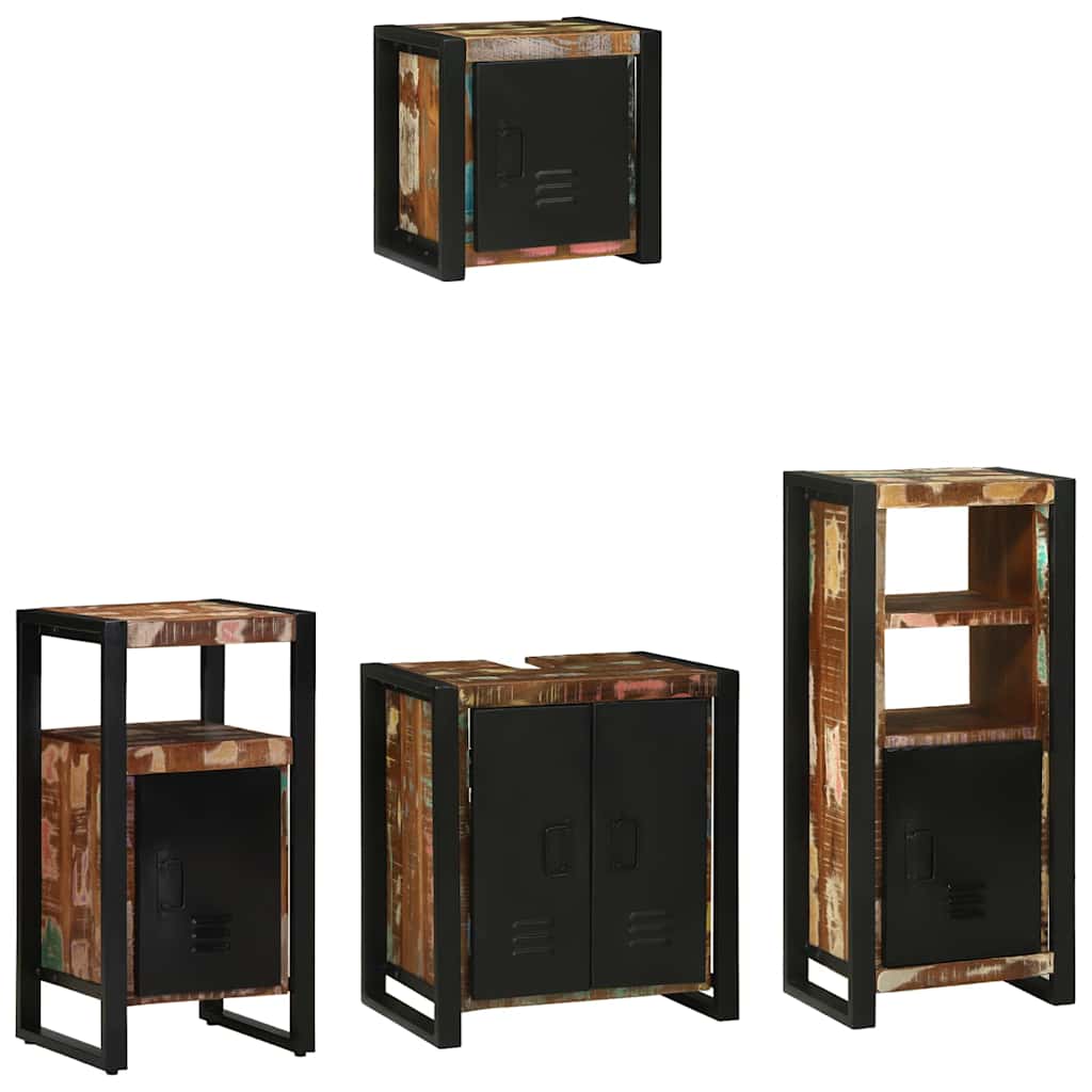 Badkamermeubelset met lade 4 pcs Massief Gerecycled Hout is nu te koop bij PeponiXL, paradijselijk wonen!