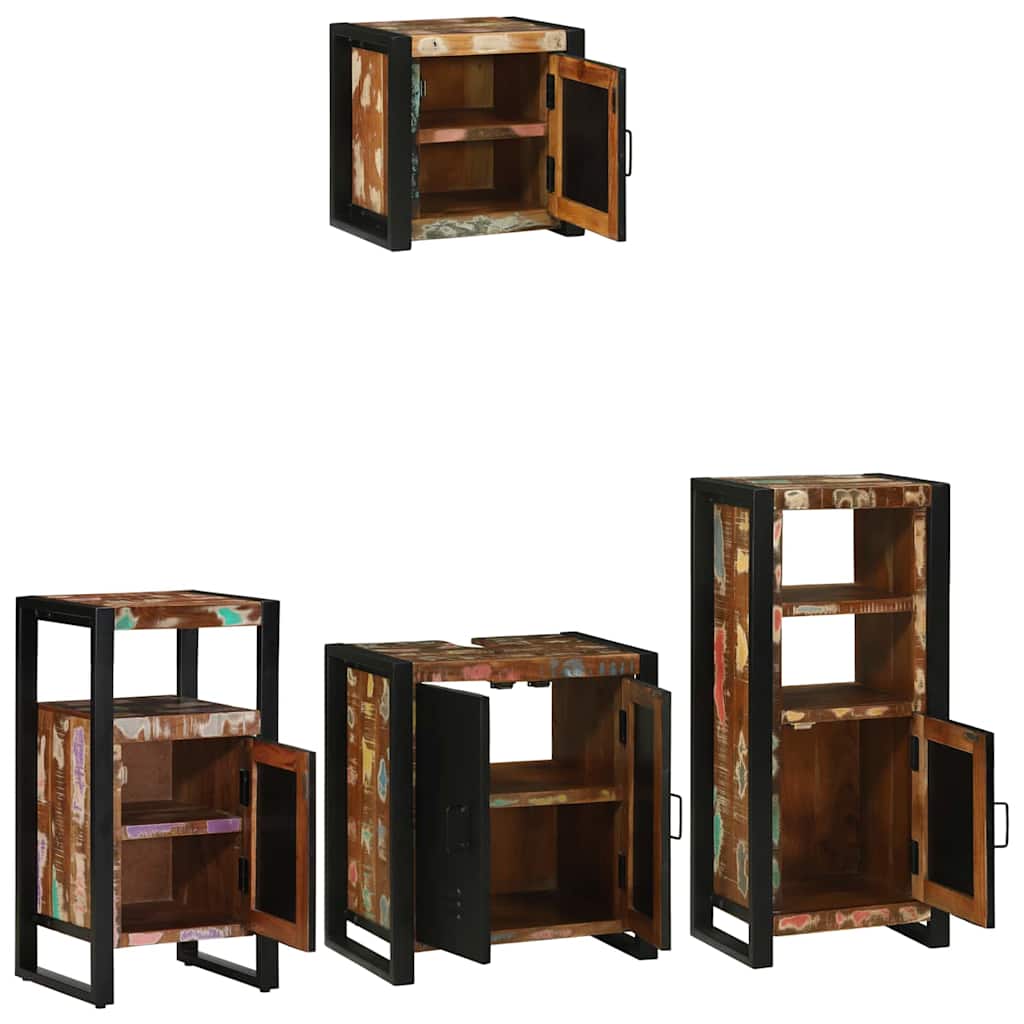 Badkamermeubelset met lade 4 pcs Massief Gerecycled Hout is nu te koop bij PeponiXL, paradijselijk wonen!