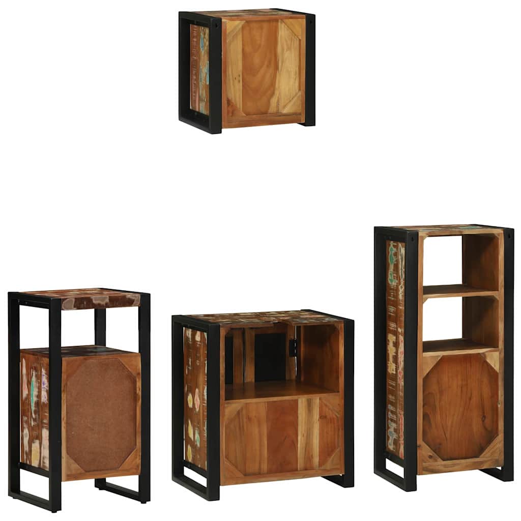 Badkamermeubelset met lade 4 pcs Massief Gerecycled Hout is nu te koop bij PeponiXL, paradijselijk wonen!