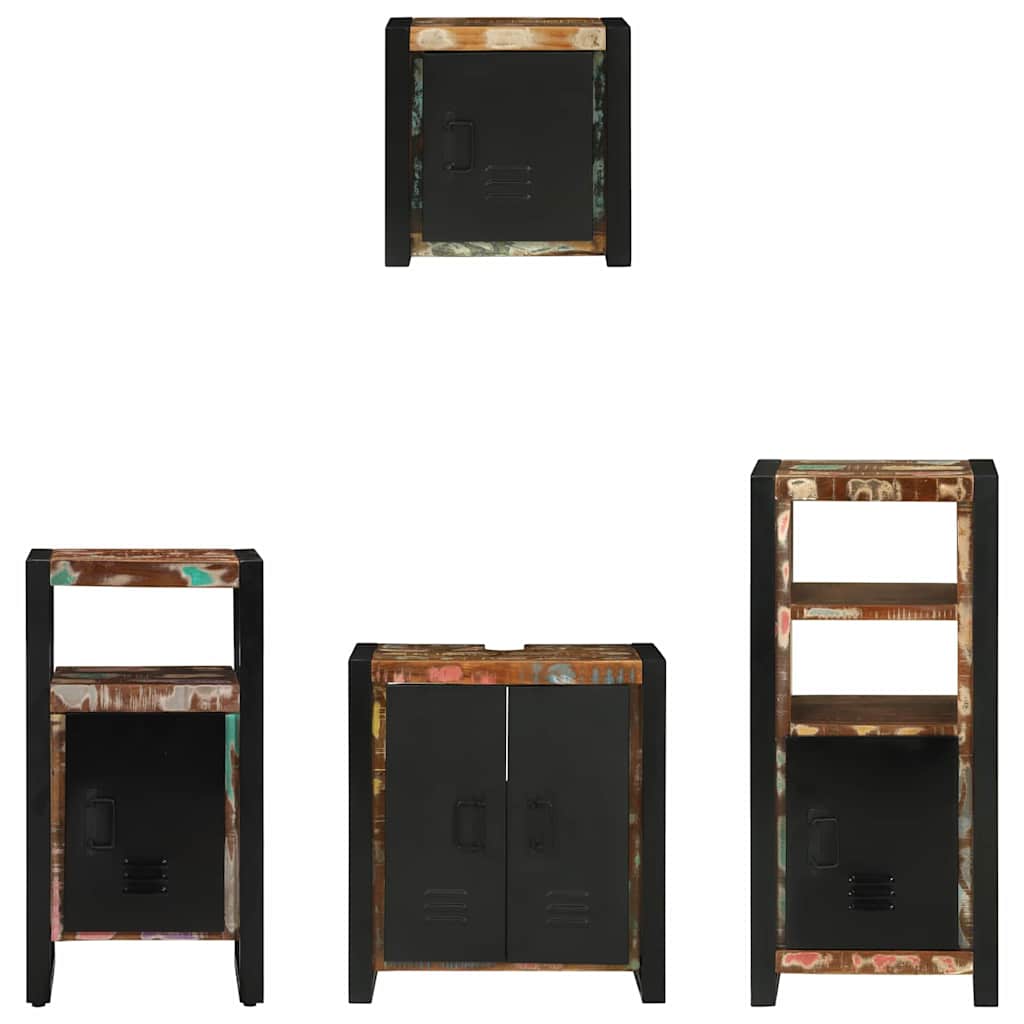 Badkamermeubelset met lade 4 pcs Massief Gerecycled Hout is nu te koop bij PeponiXL, paradijselijk wonen!
