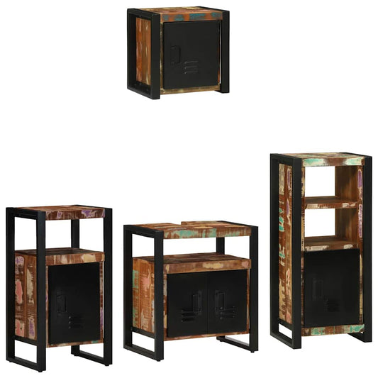 Badkamermeubelset met lade 4 pcs Massief Gerecycled Hout is nu te koop bij PeponiXL, paradijselijk wonen!