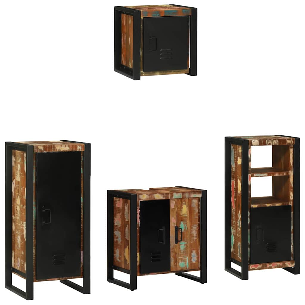 Badkamermeubelset met lade 4 pcs Massief Gerecycled Hout is nu te koop bij PeponiXL, paradijselijk wonen!