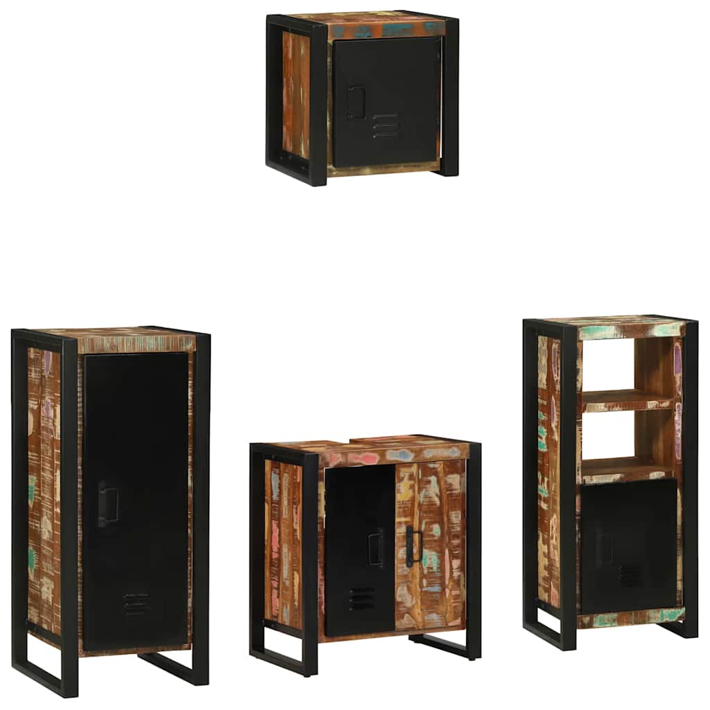 Badkamermeubelset met lade 4 pcs Massief Gerecycled Hout is nu te koop bij PeponiXL, paradijselijk wonen!