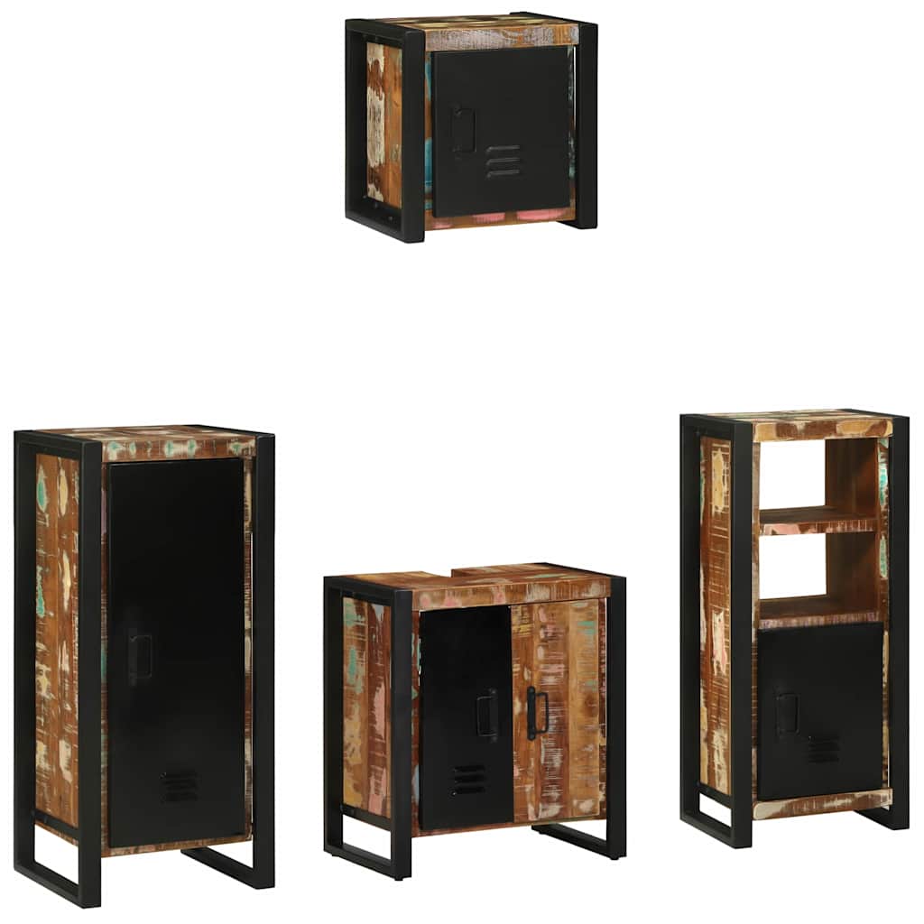 Badkamermeubelset met lade 4 pcs Massief Gerecycled Hout is nu te koop bij PeponiXL, paradijselijk wonen!