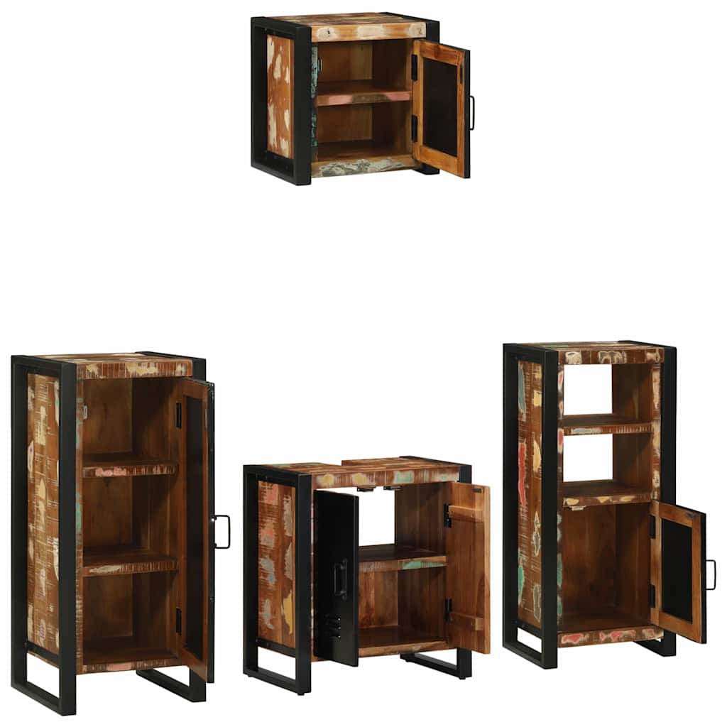 Badkamermeubelset met lade 4 pcs Massief Gerecycled Hout is nu te koop bij PeponiXL, paradijselijk wonen!