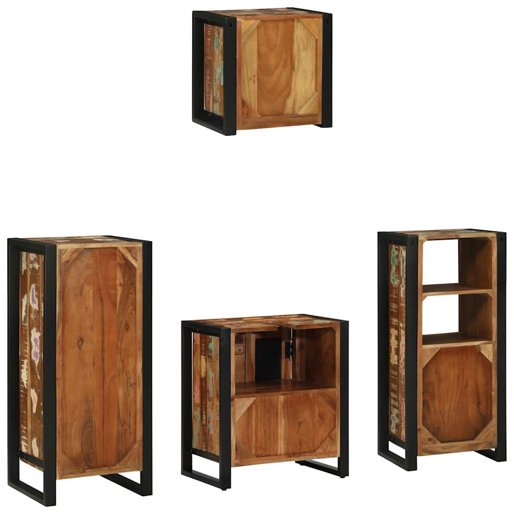 Badkamermeubelset met lade 4 pcs Massief Gerecycled Hout is nu te koop bij PeponiXL, paradijselijk wonen!