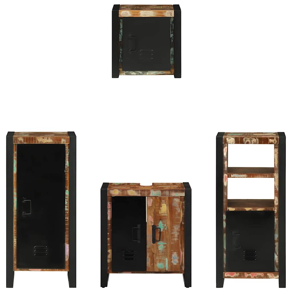 Badkamermeubelset met lade 4 pcs Massief Gerecycled Hout is nu te koop bij PeponiXL, paradijselijk wonen!