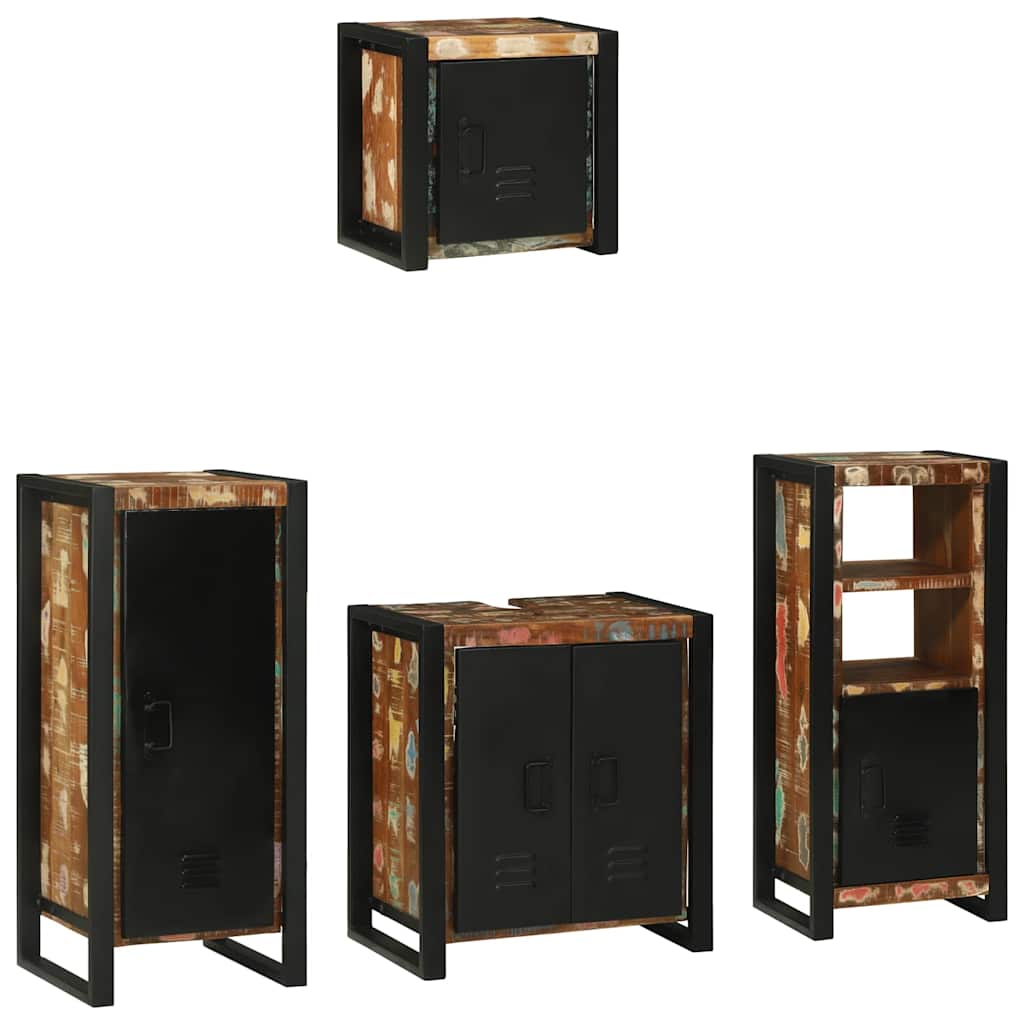 Badkamermeubelset met lade 4 pcs Massief Gerecycled Hout is nu te koop bij PeponiXL, paradijselijk wonen!