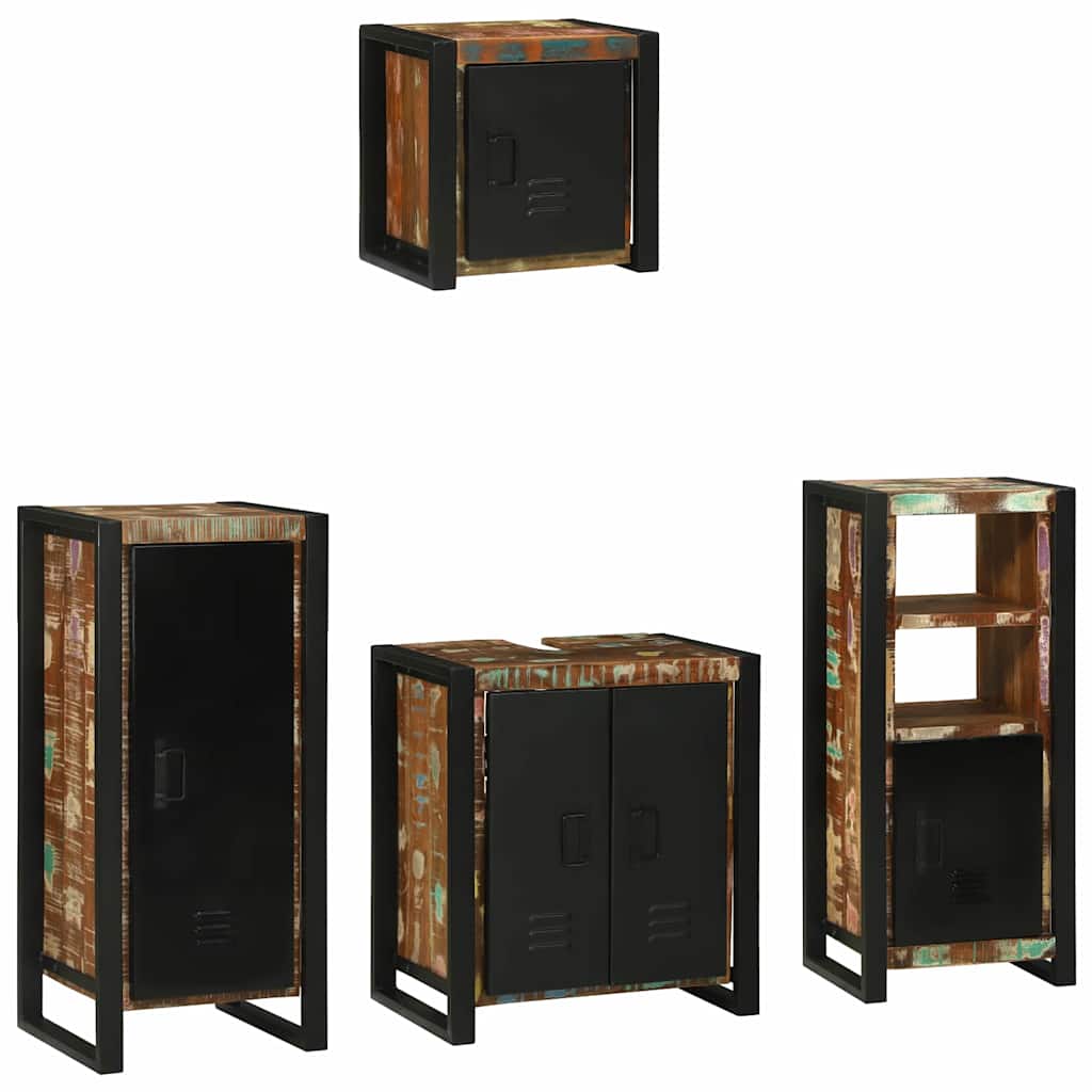 Badkamermeubelset met lade 4 pcs Massief Gerecycled Hout is nu te koop bij PeponiXL, paradijselijk wonen!